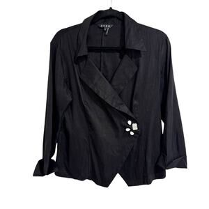 Zozo Womens Black Blazer Dressy Dinner Jacket Jeweled Size Large Linen Blend